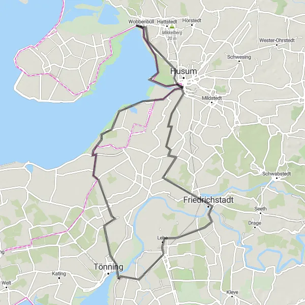 Karten-Miniaturansicht der Radinspiration "Historische Tour durch Friedrichstadt und Tönning" in Schleswig-Holstein, Germany. Erstellt vom Tarmacs.app-Routenplaner für Radtouren