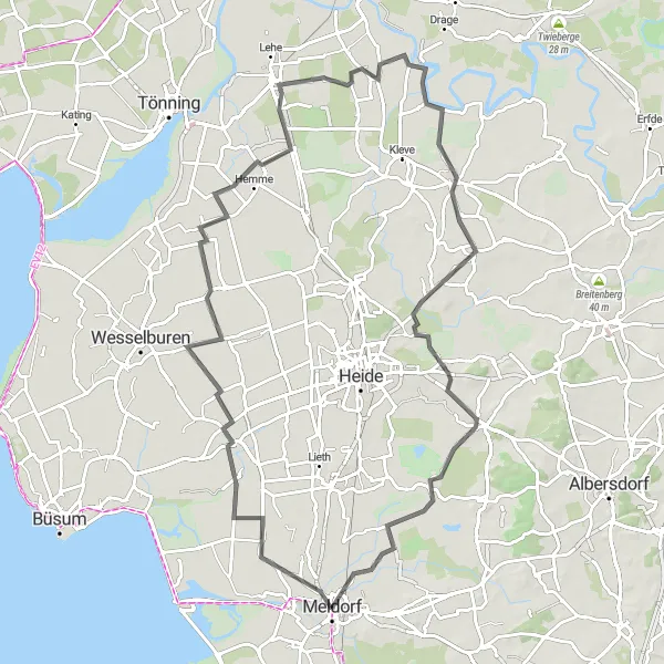 Map miniature of "Scenic Countryside Road Cycling Route" cycling inspiration in Schleswig-Holstein, Germany. Generated by Tarmacs.app cycling route planner