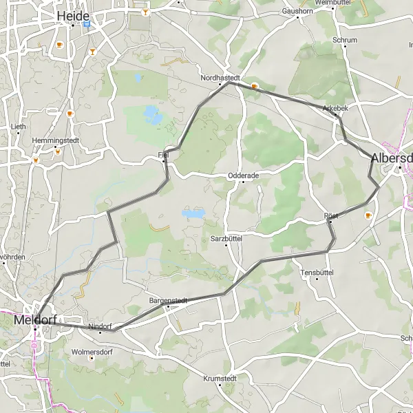 Map miniature of "Short Road Cycling Route" cycling inspiration in Schleswig-Holstein, Germany. Generated by Tarmacs.app cycling route planner