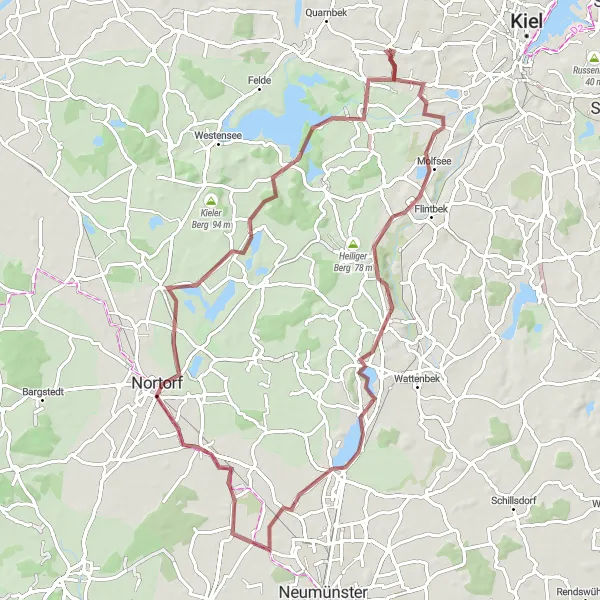 Map miniature of "Offroad Adventure to Hasselberg" cycling inspiration in Schleswig-Holstein, Germany. Generated by Tarmacs.app cycling route planner