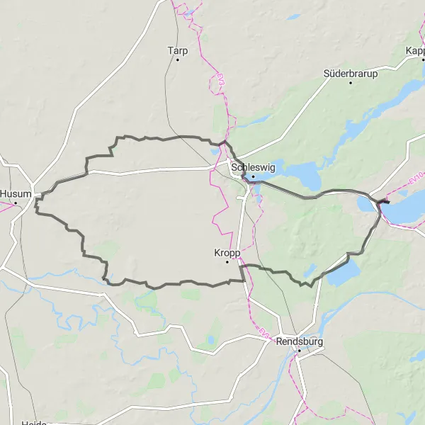 Map miniature of "Ahrenviöl Epic Ride" cycling inspiration in Schleswig-Holstein, Germany. Generated by Tarmacs.app cycling route planner