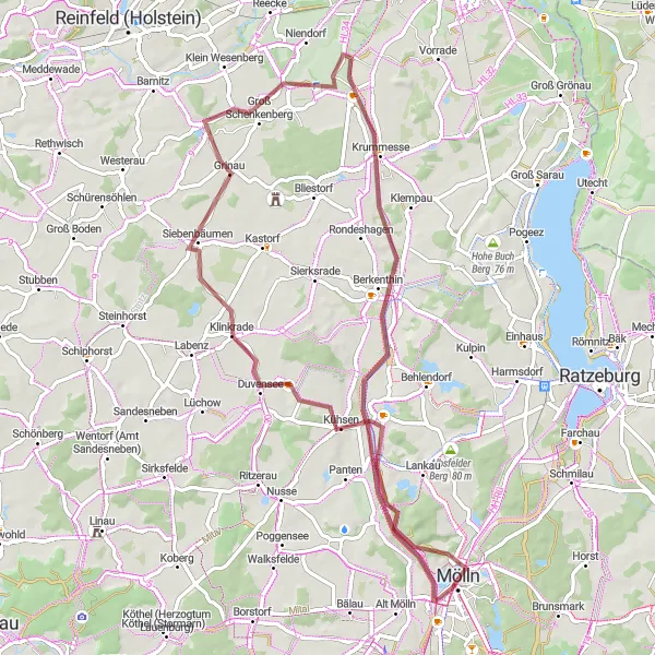 Map miniature of "The Krummesse Loop" cycling inspiration in Schleswig-Holstein, Germany. Generated by Tarmacs.app cycling route planner