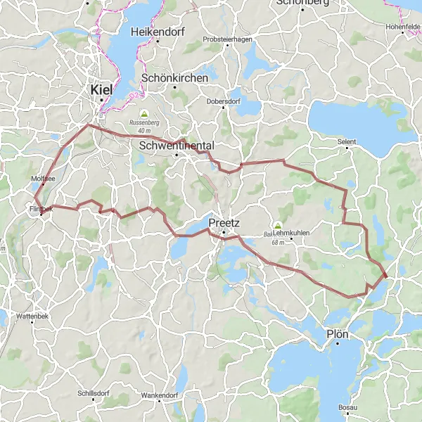 Map miniature of "The Gravel Escape" cycling inspiration in Schleswig-Holstein, Germany. Generated by Tarmacs.app cycling route planner