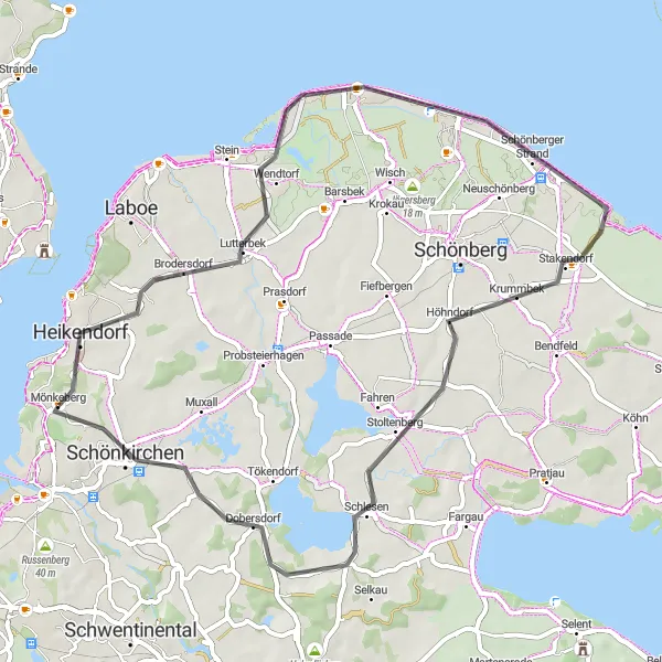 Map miniature of "Coastal Scenic Journey" cycling inspiration in Schleswig-Holstein, Germany. Generated by Tarmacs.app cycling route planner