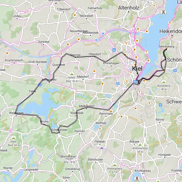 Map miniature of "Rural Road Adventure" cycling inspiration in Schleswig-Holstein, Germany. Generated by Tarmacs.app cycling route planner