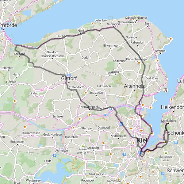 Map miniature of "Coastal Adventure" cycling inspiration in Schleswig-Holstein, Germany. Generated by Tarmacs.app cycling route planner