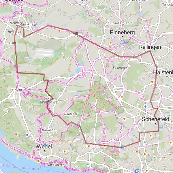 Map miniature of "Moorege Gravel Route 1" cycling inspiration in Schleswig-Holstein, Germany. Generated by Tarmacs.app cycling route planner