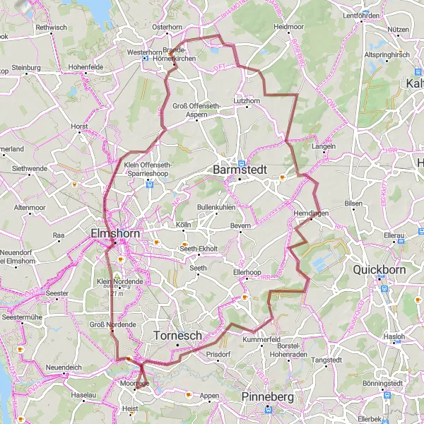 Map miniature of "Moorege Gravel Route 2" cycling inspiration in Schleswig-Holstein, Germany. Generated by Tarmacs.app cycling route planner