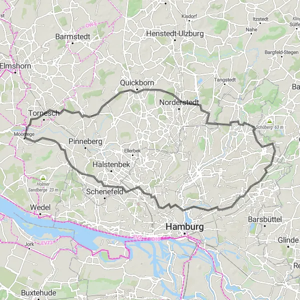 Map miniature of "The Uetersen Loop" cycling inspiration in Schleswig-Holstein, Germany. Generated by Tarmacs.app cycling route planner