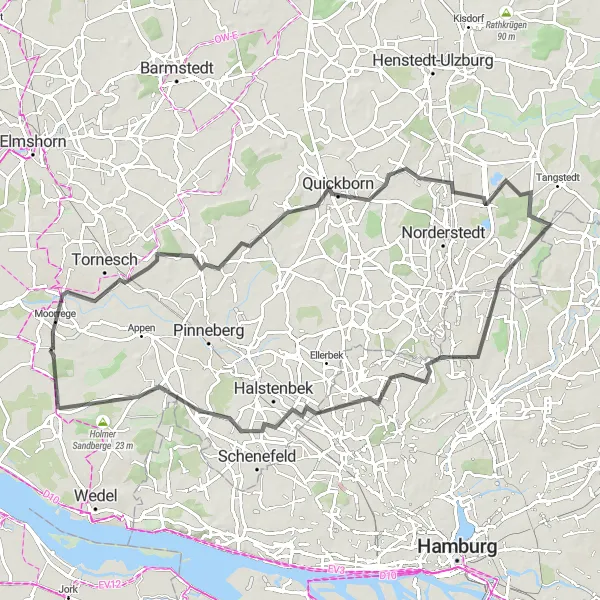 Map miniature of "Moorege Bike Route 2" cycling inspiration in Schleswig-Holstein, Germany. Generated by Tarmacs.app cycling route planner