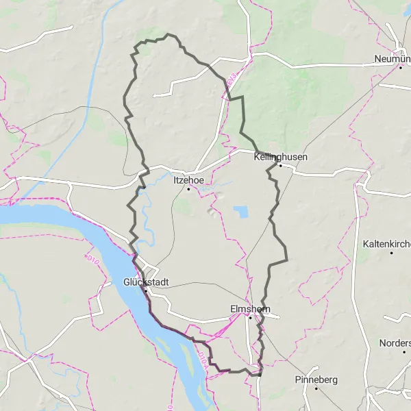 Map miniature of "Moorege Bike Route 3" cycling inspiration in Schleswig-Holstein, Germany. Generated by Tarmacs.app cycling route planner