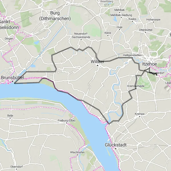 Map miniature of "Brokdorf Spur" cycling inspiration in Schleswig-Holstein, Germany. Generated by Tarmacs.app cycling route planner