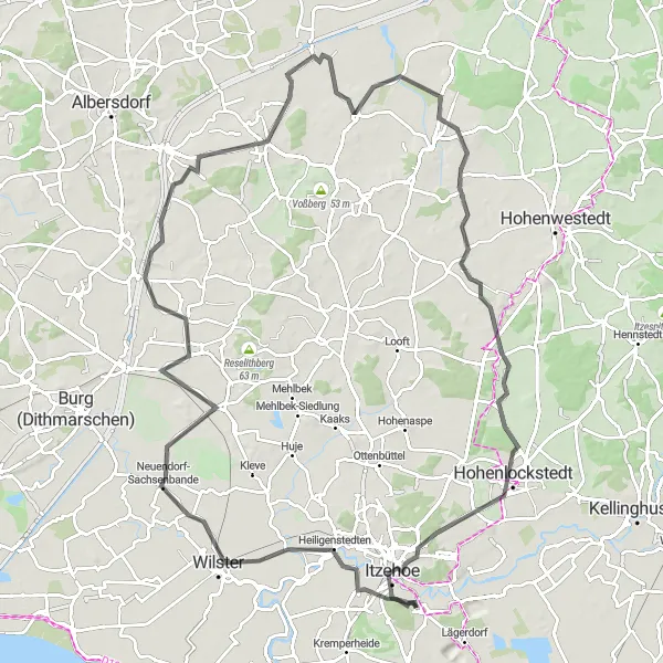 Karten-Miniaturansicht der Radinspiration "Die Holsten-Route" in Schleswig-Holstein, Germany. Erstellt vom Tarmacs.app-Routenplaner für Radtouren