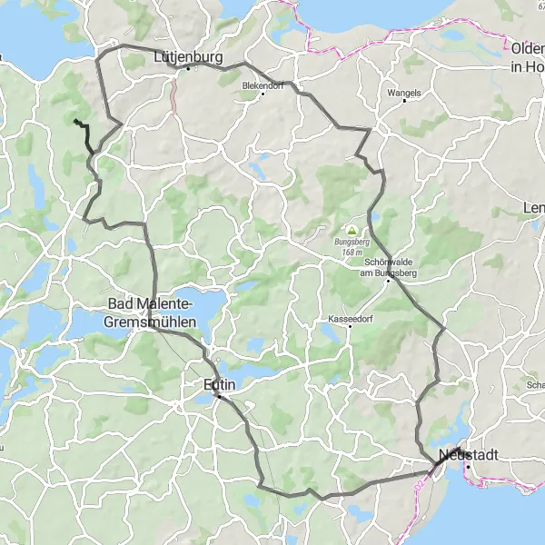 Map miniature of "Holstein Lake Tour" cycling inspiration in Schleswig-Holstein, Germany. Generated by Tarmacs.app cycling route planner