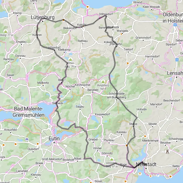 Karten-Miniaturansicht der Radinspiration "Panoramafahrt durch die Holsteinische Schweiz" in Schleswig-Holstein, Germany. Erstellt vom Tarmacs.app-Routenplaner für Radtouren