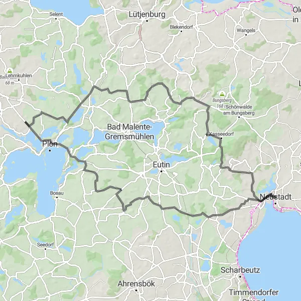 Map miniature of "Hilltop Panorama Loop" cycling inspiration in Schleswig-Holstein, Germany. Generated by Tarmacs.app cycling route planner