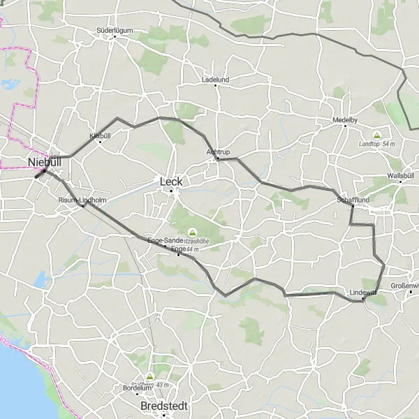 Karten-Miniaturansicht der Radinspiration "Erkundung von Schafflund bis Risum-Lindholm" in Schleswig-Holstein, Germany. Erstellt vom Tarmacs.app-Routenplaner für Radtouren