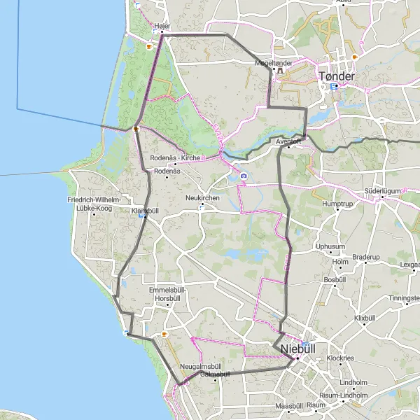 Map miniature of "Gentle Scenic Tour of the Northern Countryside" cycling inspiration in Schleswig-Holstein, Germany. Generated by Tarmacs.app cycling route planner