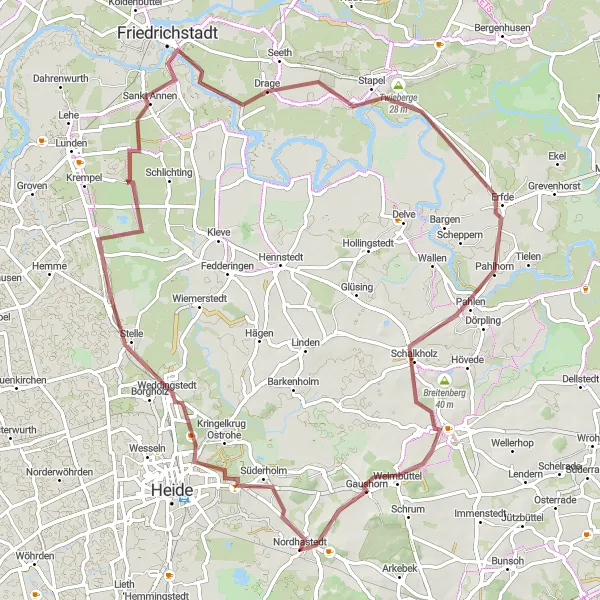 Map miniature of "The Gravel Adventure" cycling inspiration in Schleswig-Holstein, Germany. Generated by Tarmacs.app cycling route planner