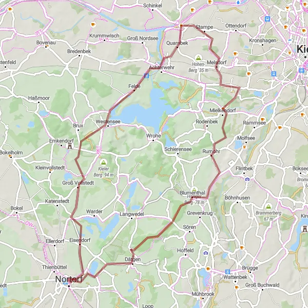 Map miniature of "Scenic Gravel Adventure" cycling inspiration in Schleswig-Holstein, Germany. Generated by Tarmacs.app cycling route planner