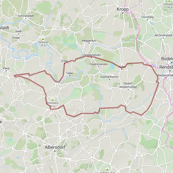 Karten-Miniaturansicht der Radinspiration "Rundfahrt um Nübbel und Umgebung" in Schleswig-Holstein, Germany. Erstellt vom Tarmacs.app-Routenplaner für Radtouren