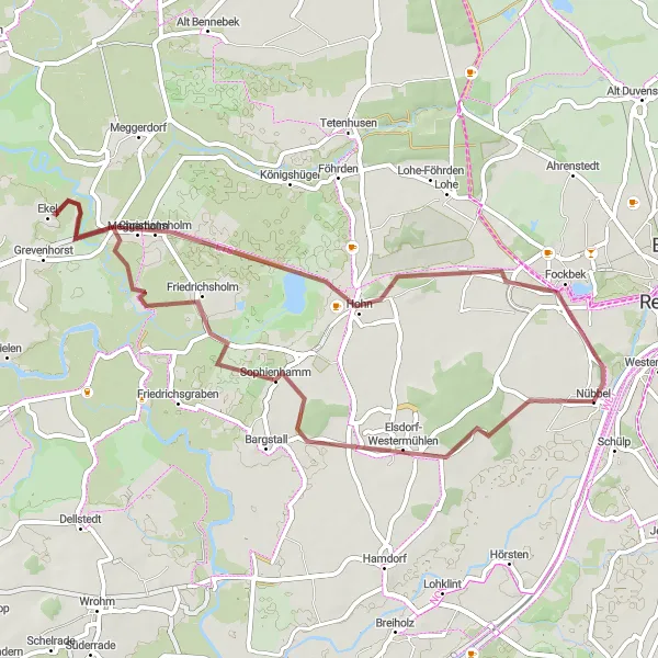 Map miniature of "Hohn Circuit" cycling inspiration in Schleswig-Holstein, Germany. Generated by Tarmacs.app cycling route planner