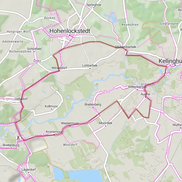 Karten-Miniaturansicht der Radinspiration "Gravel-Tour durch die Kreisstadt Itzehoe" in Schleswig-Holstein, Germany. Erstellt vom Tarmacs.app-Routenplaner für Radtouren