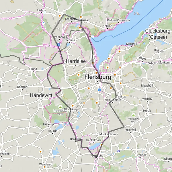 Karten-Miniaturansicht der Radinspiration "Kurze und knackige Tour von Oeversee über 49 km" in Schleswig-Holstein, Germany. Erstellt vom Tarmacs.app-Routenplaner für Radtouren