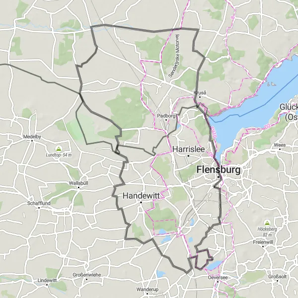 Map miniature of "The Flensburg Loop" cycling inspiration in Schleswig-Holstein, Germany. Generated by Tarmacs.app cycling route planner