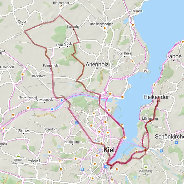 Map miniature of "The Gravel Adventure" cycling inspiration in Schleswig-Holstein, Germany. Generated by Tarmacs.app cycling route planner