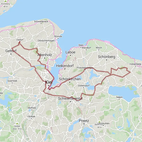 Map miniature of "The Gravel Adventure Extended" cycling inspiration in Schleswig-Holstein, Germany. Generated by Tarmacs.app cycling route planner