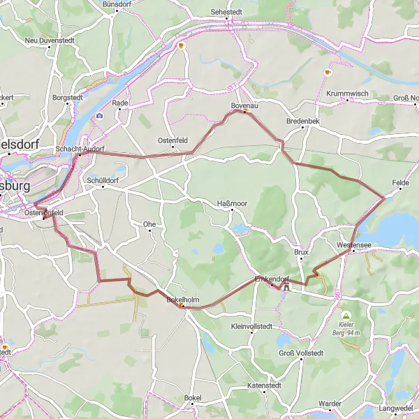 Map miniature of "The Kiek Ut Adventure" cycling inspiration in Schleswig-Holstein, Germany. Generated by Tarmacs.app cycling route planner