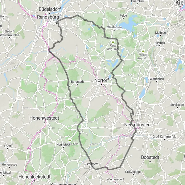 Map miniature of "Haßmoor and Aukrug Round Trip" cycling inspiration in Schleswig-Holstein, Germany. Generated by Tarmacs.app cycling route planner