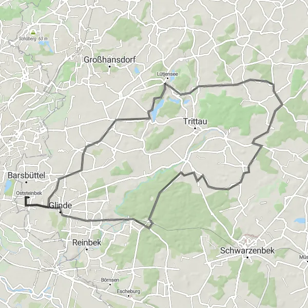 Map miniature of "Coastal Road Adventure" cycling inspiration in Schleswig-Holstein, Germany. Generated by Tarmacs.app cycling route planner