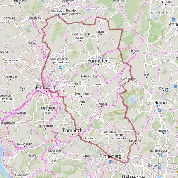 Karten-Miniaturansicht der Radinspiration "Elmshorn Rundfahrt" in Schleswig-Holstein, Germany. Erstellt vom Tarmacs.app-Routenplaner für Radtouren