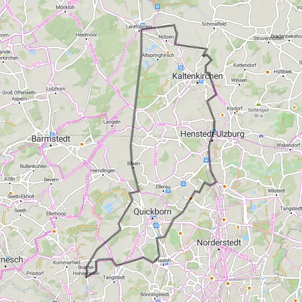 Map miniature of "Panoramic Scenery and Beautiful Lakes" cycling inspiration in Schleswig-Holstein, Germany. Generated by Tarmacs.app cycling route planner