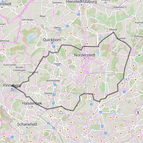 Karten-Miniaturansicht der Radinspiration "Road-Tour durch die Norddeutsche Landschaft" in Schleswig-Holstein, Germany. Erstellt vom Tarmacs.app-Routenplaner für Radtouren