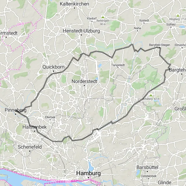 Map miniature of "Countryside Escape" cycling inspiration in Schleswig-Holstein, Germany. Generated by Tarmacs.app cycling route planner