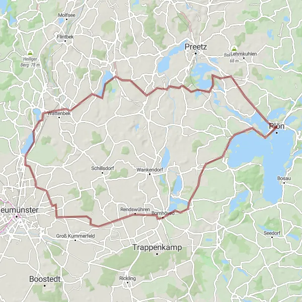 Map miniature of "The Gravel Castle Tour" cycling inspiration in Schleswig-Holstein, Germany. Generated by Tarmacs.app cycling route planner