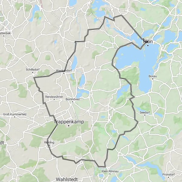 Map miniature of "The Road to Stolpe" cycling inspiration in Schleswig-Holstein, Germany. Generated by Tarmacs.app cycling route planner