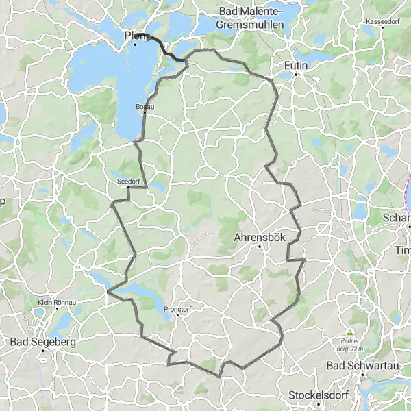 Karten-Miniaturansicht der Radinspiration "Naturerlebnis mit anspruchsvollen Anstiegen" in Schleswig-Holstein, Germany. Erstellt vom Tarmacs.app-Routenplaner für Radtouren