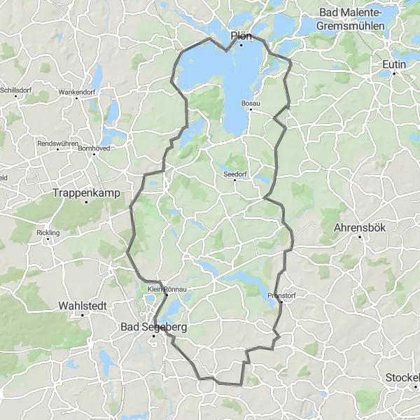 Map miniature of "The Stocksee Circuit" cycling inspiration in Schleswig-Holstein, Germany. Generated by Tarmacs.app cycling route planner