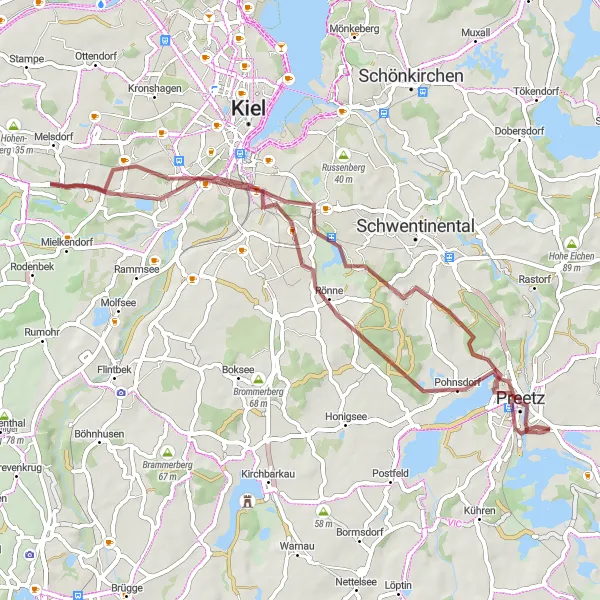 Map miniature of "Preetz and beyond" cycling inspiration in Schleswig-Holstein, Germany. Generated by Tarmacs.app cycling route planner