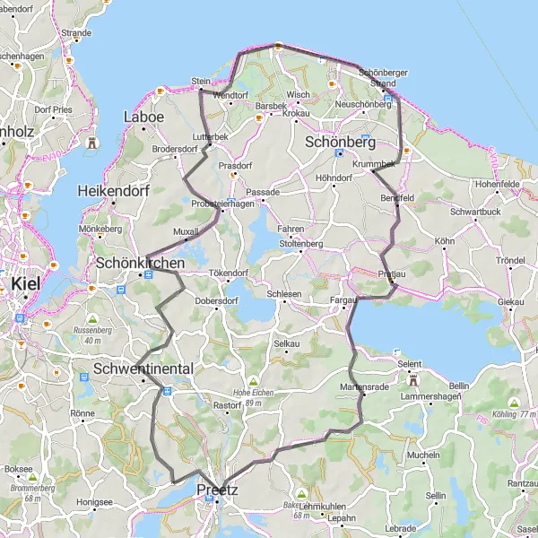 Karten-Miniaturansicht der Radinspiration "Küstenzauber und Hügellandschaften" in Schleswig-Holstein, Germany. Erstellt vom Tarmacs.app-Routenplaner für Radtouren