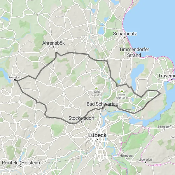 Map miniature of "Lebatzer Heckkaten - Goldenbek" cycling inspiration in Schleswig-Holstein, Germany. Generated by Tarmacs.app cycling route planner