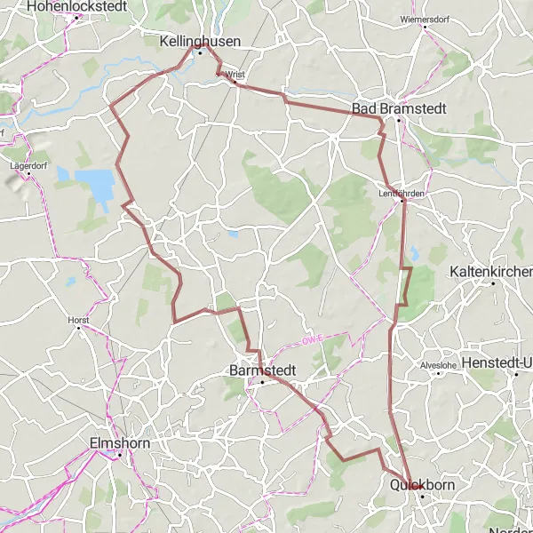 Map miniature of "Barmstedt and Lentföhrden Gravel Adventure" cycling inspiration in Schleswig-Holstein, Germany. Generated by Tarmacs.app cycling route planner