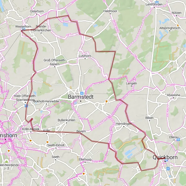 Map miniature of "Rural Bevern and Westerhorn Loop" cycling inspiration in Schleswig-Holstein, Germany. Generated by Tarmacs.app cycling route planner