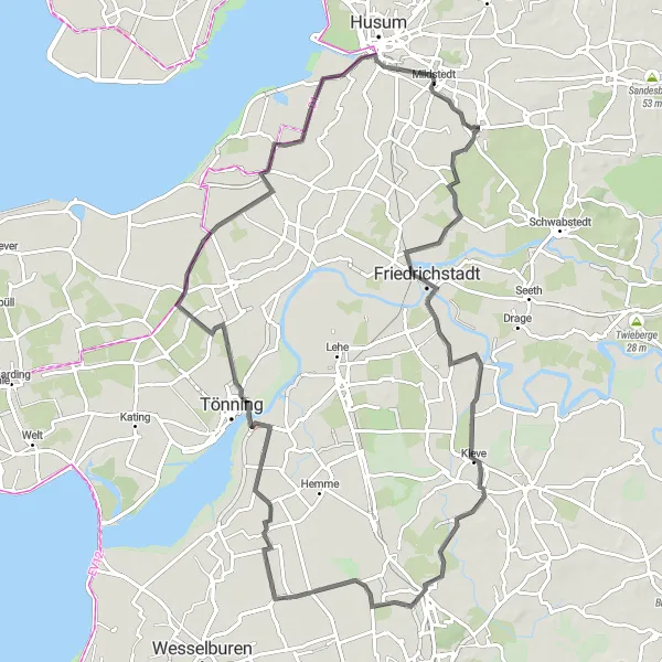Map miniature of "Coastal Adventure" cycling inspiration in Schleswig-Holstein, Germany. Generated by Tarmacs.app cycling route planner