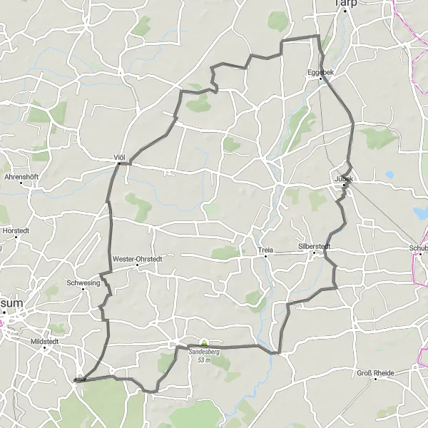 Map miniature of "Scenic Tour from Rantrum to Winnert" cycling inspiration in Schleswig-Holstein, Germany. Generated by Tarmacs.app cycling route planner