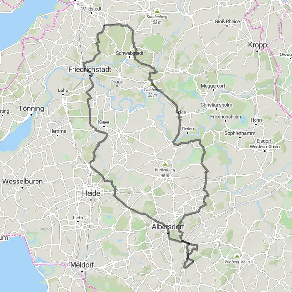 Map miniature of "The Giant Loop" cycling inspiration in Schleswig-Holstein, Germany. Generated by Tarmacs.app cycling route planner